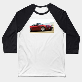 Alfa Romeo 8C Roadster Cartoon Drawing Action Print Baseball T-Shirt